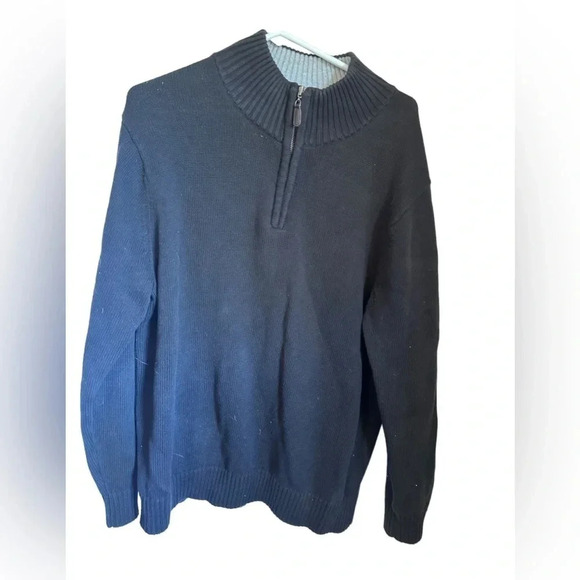 L. L. Bean Black 100% Cotton 1/4 Zip Sweater size XL - Picture 1 of 4